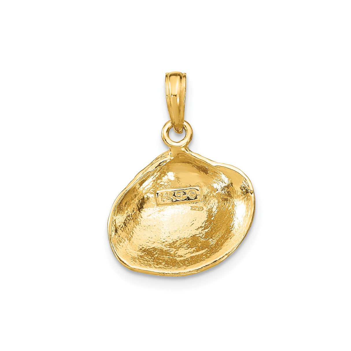 14k Yellow Gold Seashell Pendant, Ridged Shell Detail, Ocean Theme Jewelry for Women
