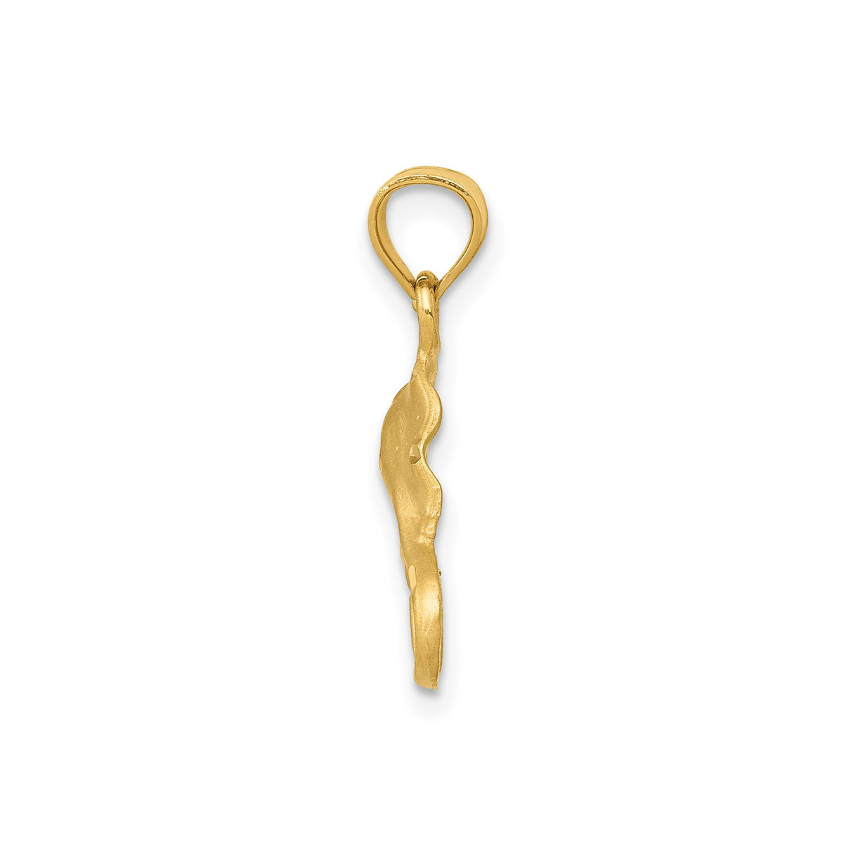 14k Yellow Gold Stingray Pendant, Brushed and Polished Finish, Ocean Totem Charm for Women or Unisex