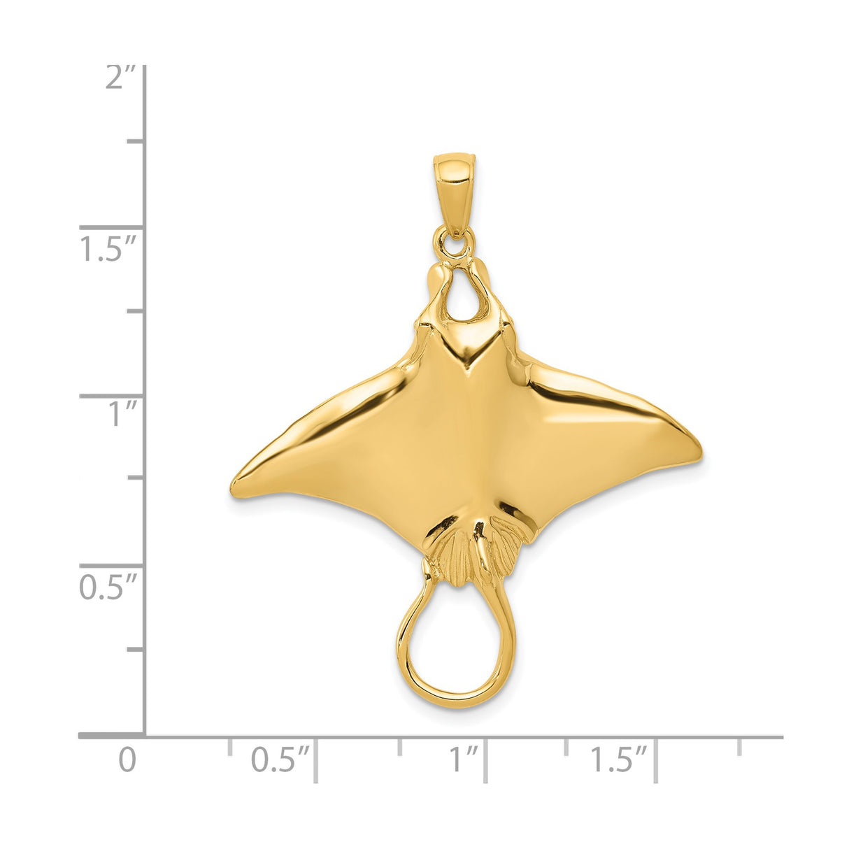 14k Yellow Gold Manta Ray Pendant, Marine Life Oceanic Charm for Women or Unisex Wear