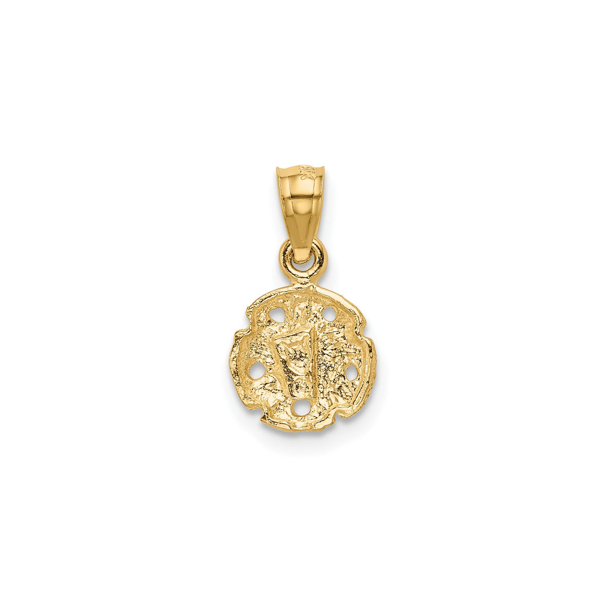 14k Yellow Gold Sand Dollar Pendant, Nautical Ocean Charm with Open Back Design for Women