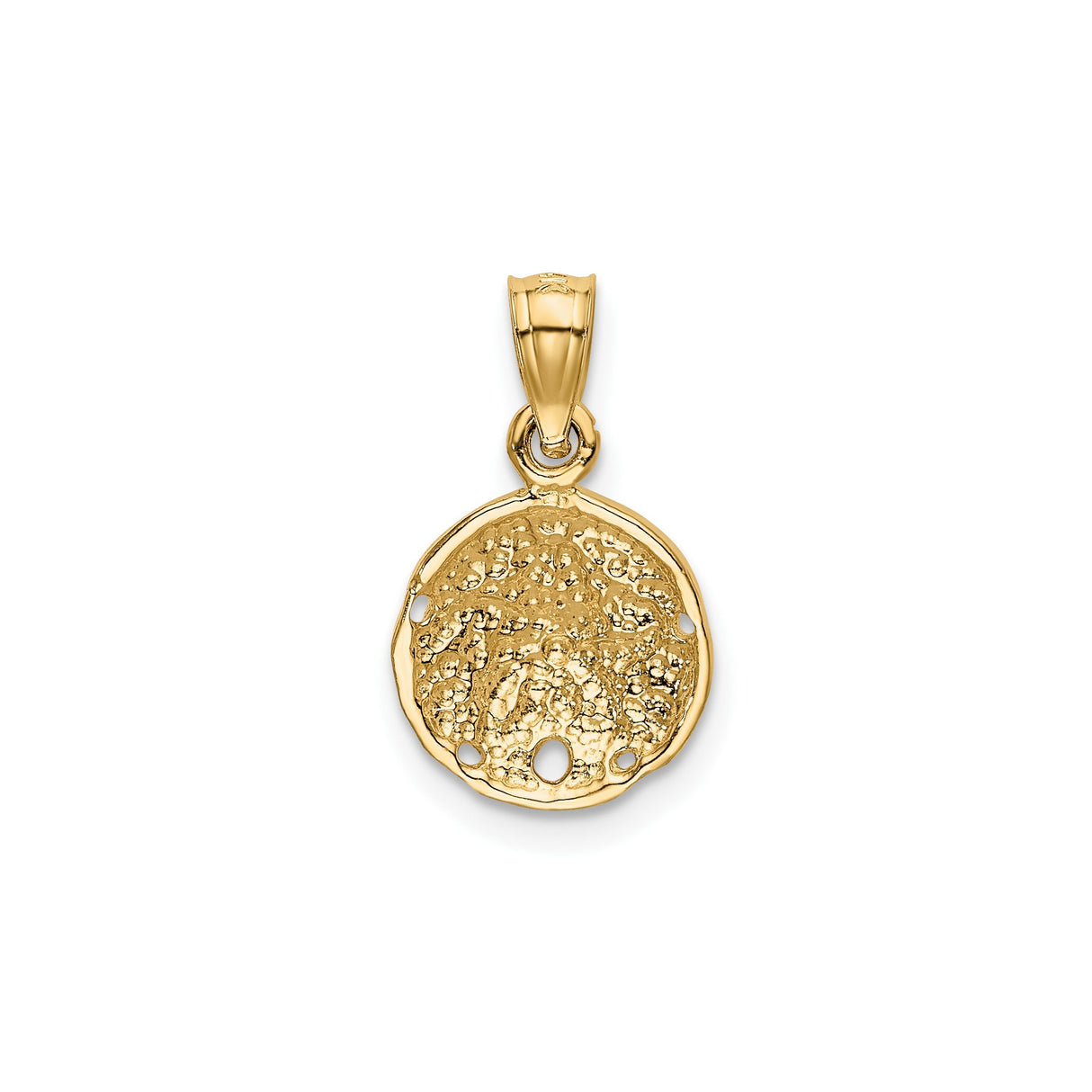 14k Yellow Gold Floral Pendant with Textured Background and Openwork Flower Design
