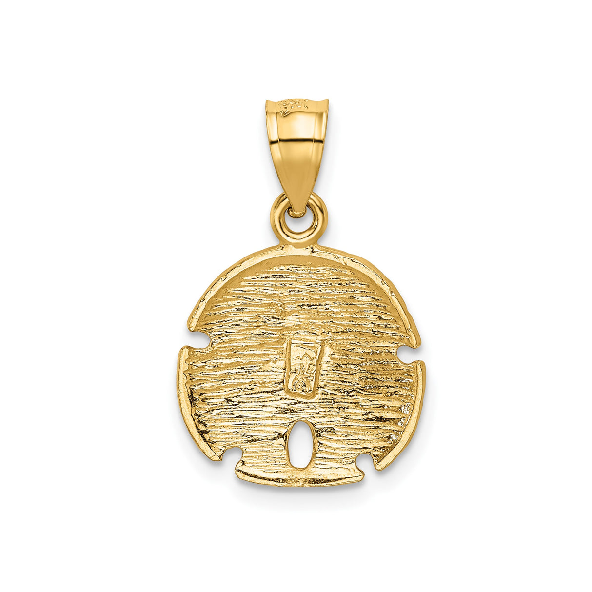 14k Yellow Gold Sand Dollar Pendant with Cut-Out Design, Coastal Beach Jewelry Charm