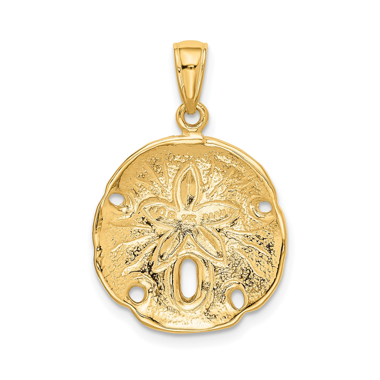 14k Yellow Gold Sand Dollar Pendant, Ocean-Inspired Nautical Charm for Women