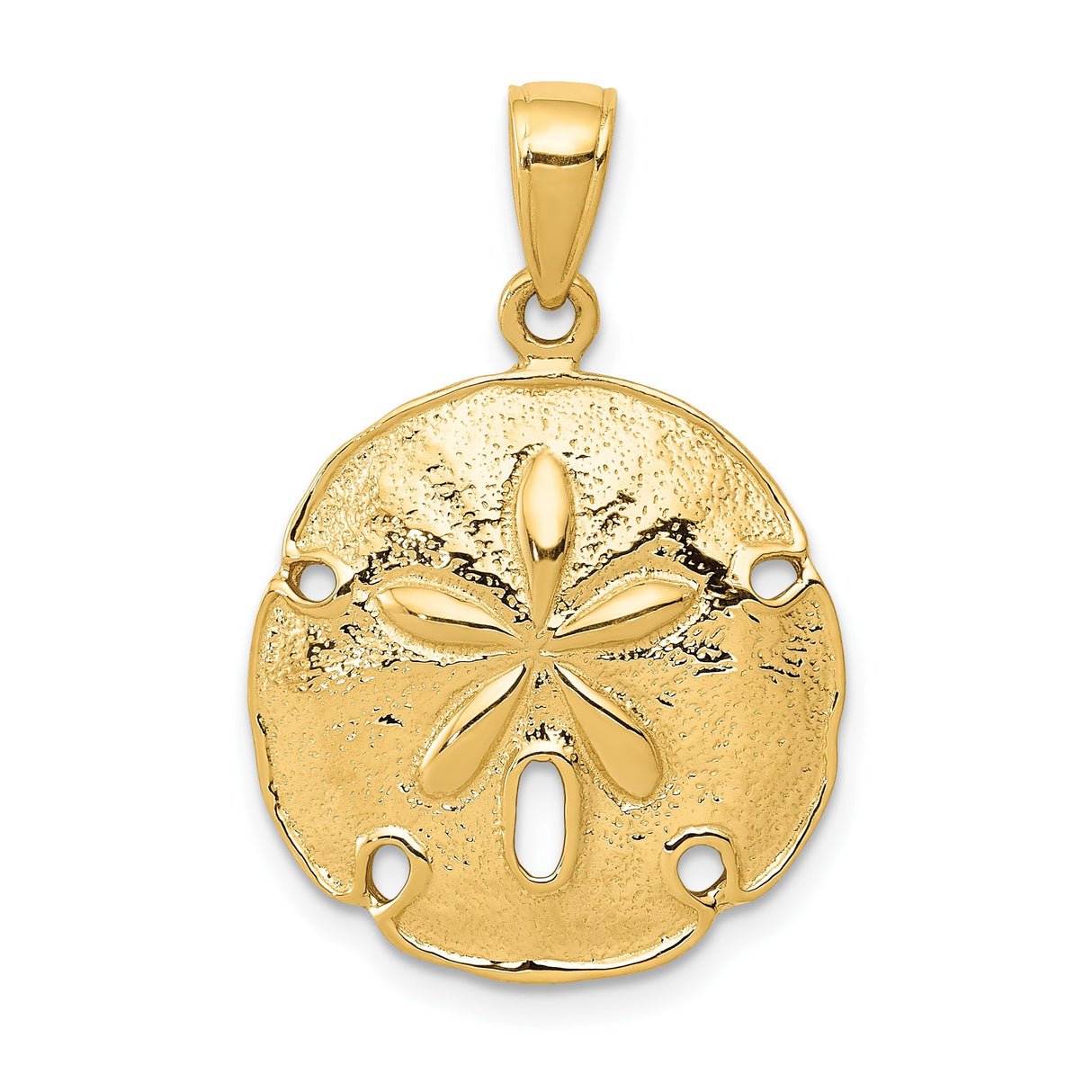 14k Yellow Gold Sand Dollar Pendant, Ocean-Inspired Nautical Charm for Women