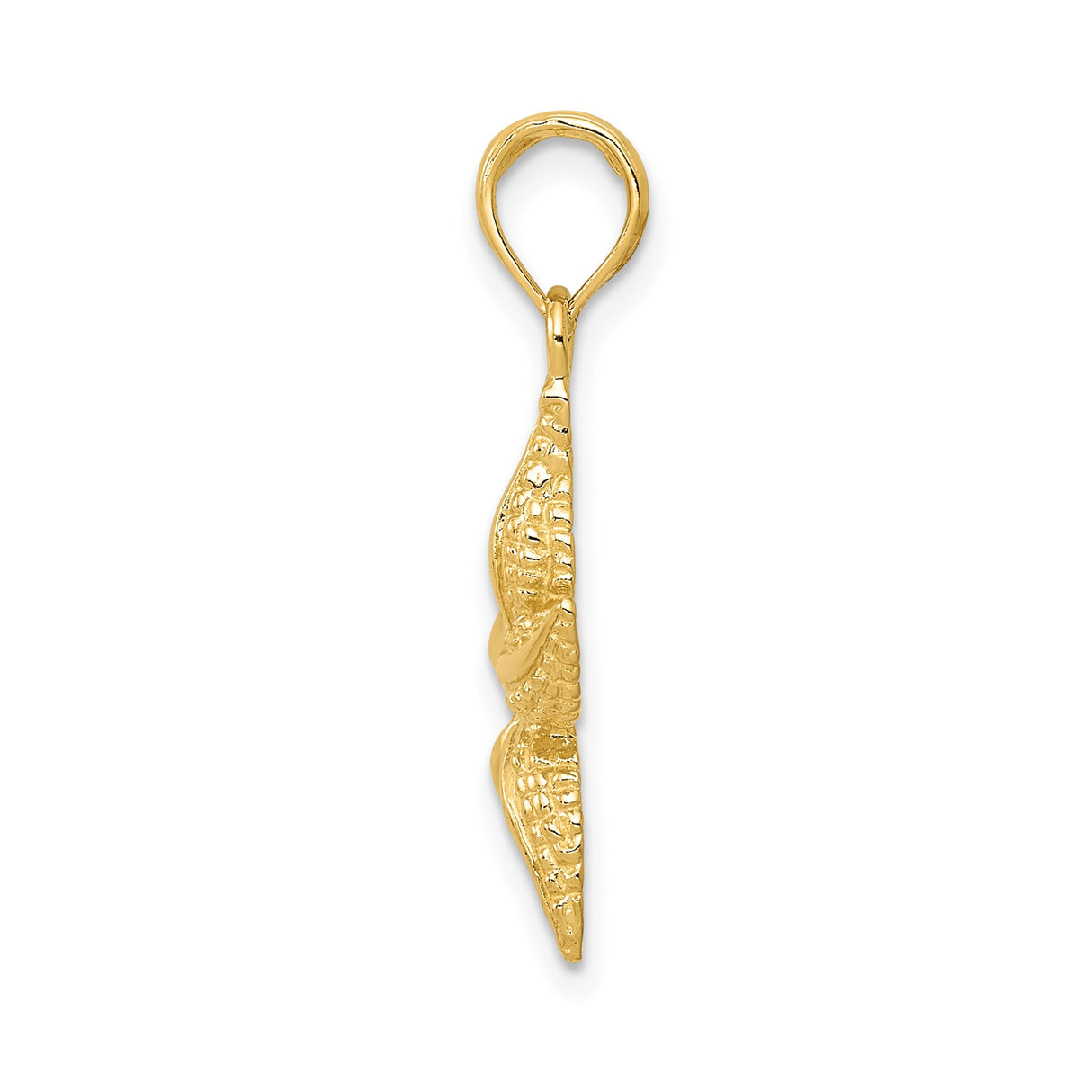 14k Yellow Gold Starfish Pendant with Polished and Textured Finish, Nautical Coastal Charm