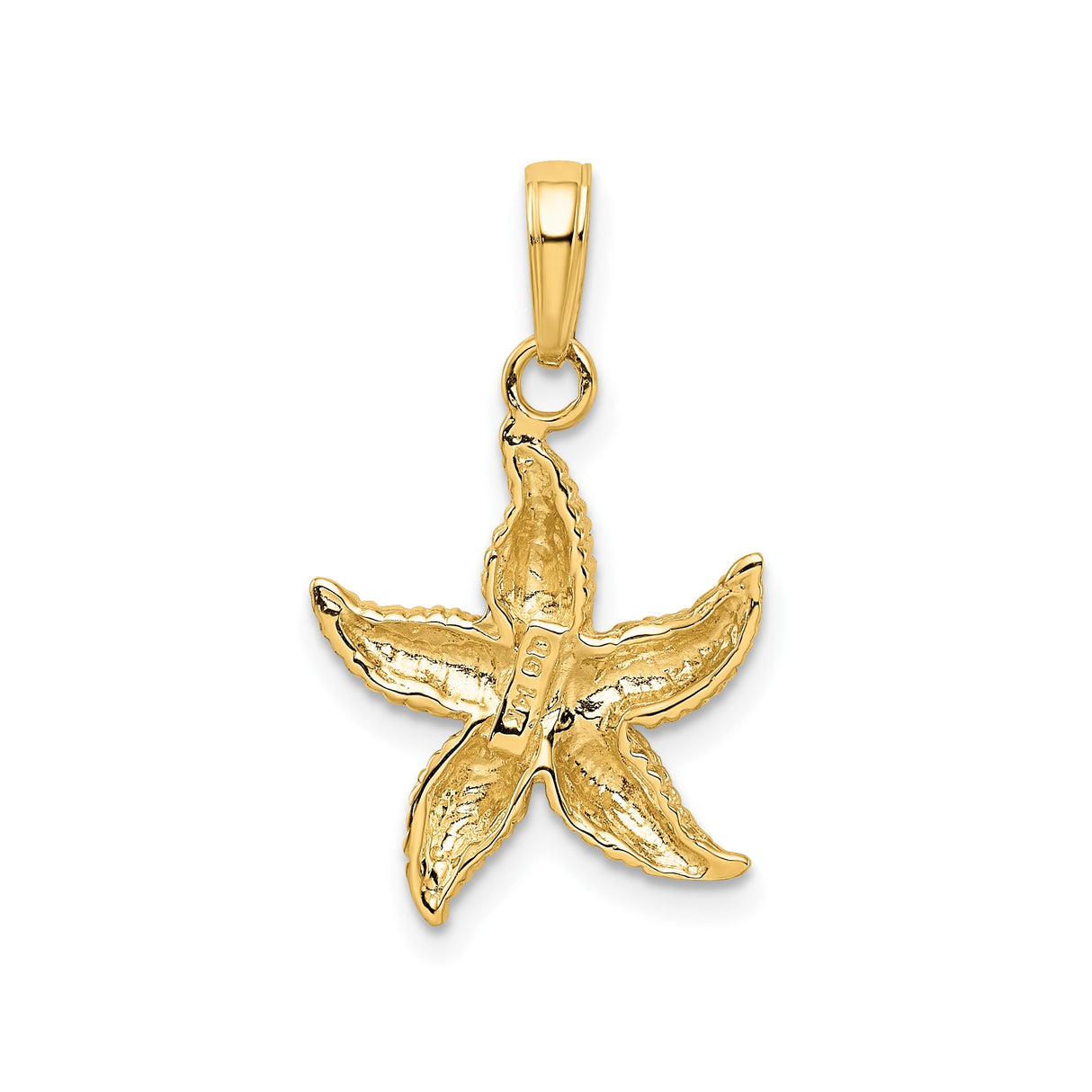 14k Yellow Gold Starfish Pendant with Polished and Textured Finish, Nautical Coastal Charm