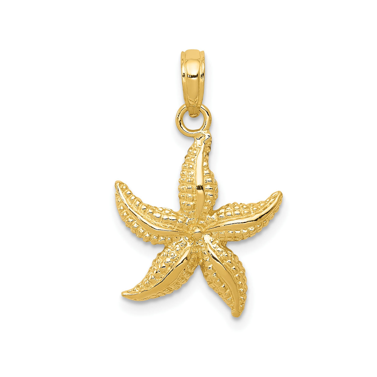 14k Yellow Gold Starfish Pendant with Polished and Textured Finish, Nautical Coastal Charm