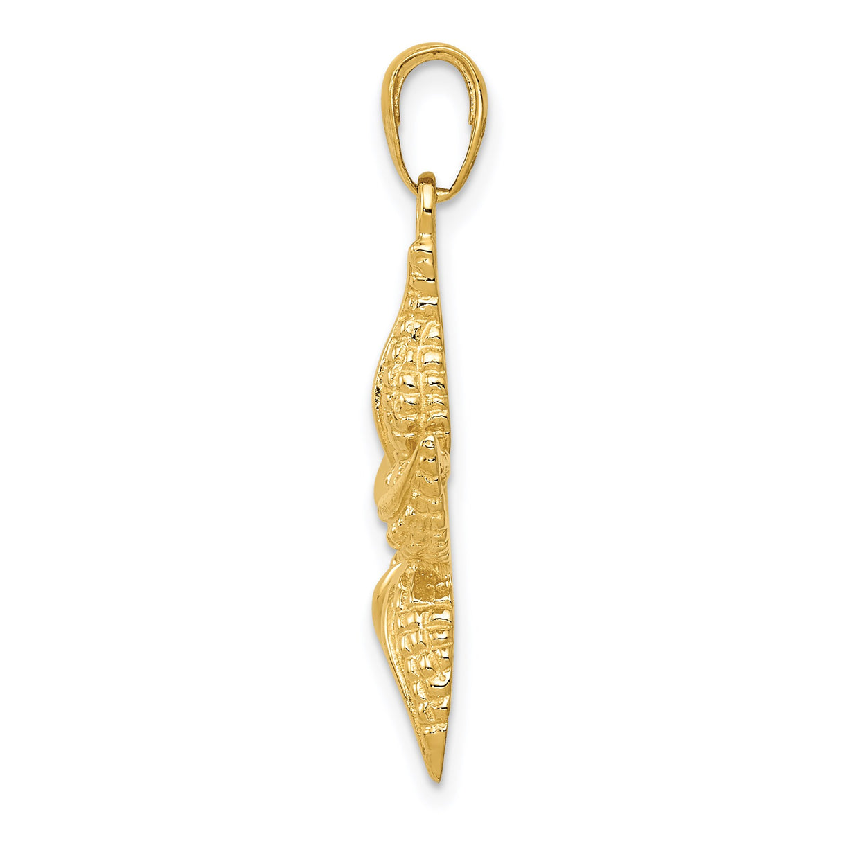 14k Yellow Gold Starfish Pendant, Textured Ocean-Inspired Design, Nautical Charm for Women