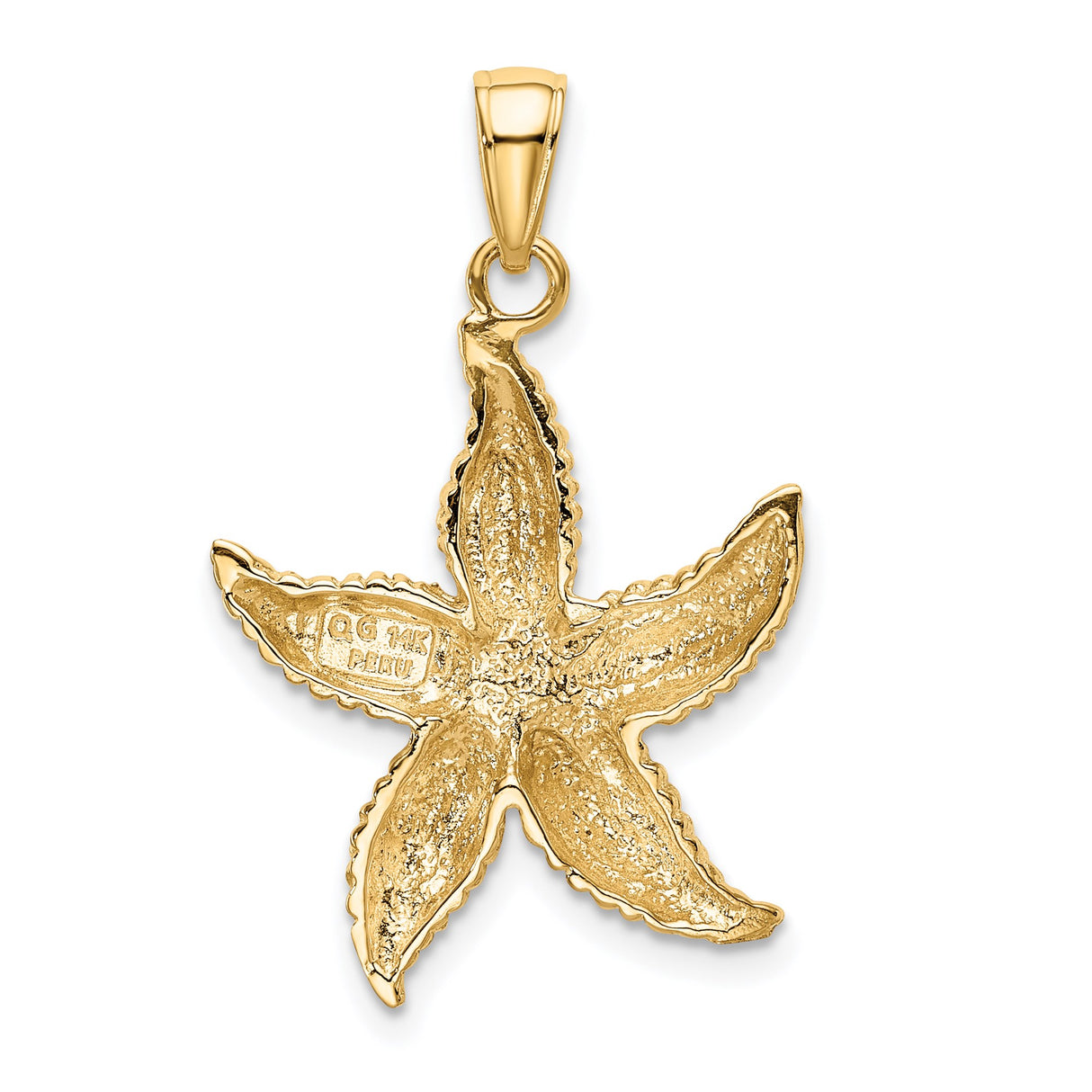 14k Yellow Gold Starfish Pendant, Textured Ocean-Inspired Design, Nautical Charm for Women