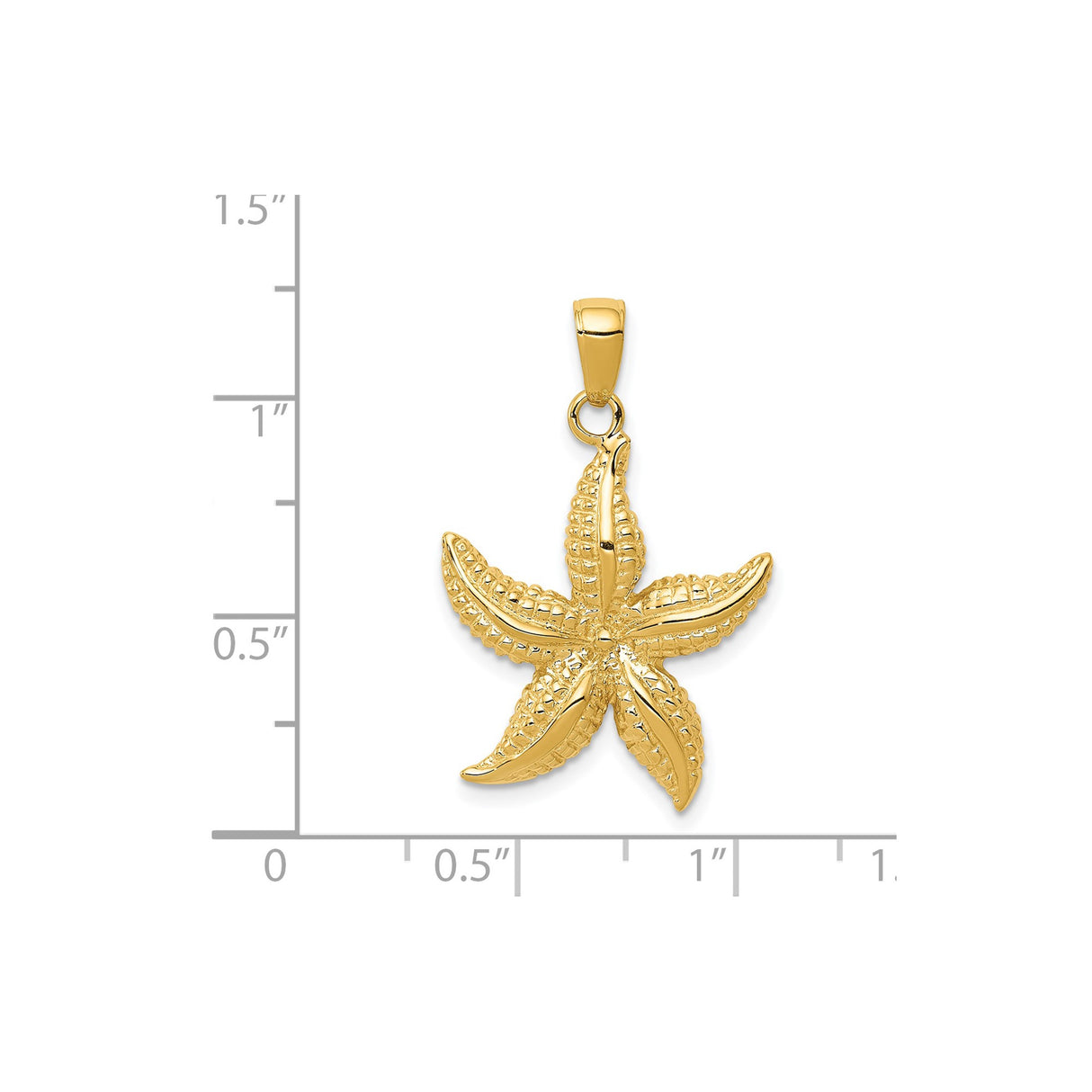 14k Yellow Gold Starfish Pendant, Textured Ocean-Inspired Design, Nautical Charm for Women