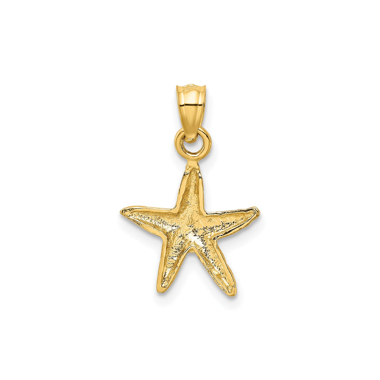 14k Yellow Gold Starfish Pendant Charm with Textured and Polished Finish, Coastal Sea Life Theme