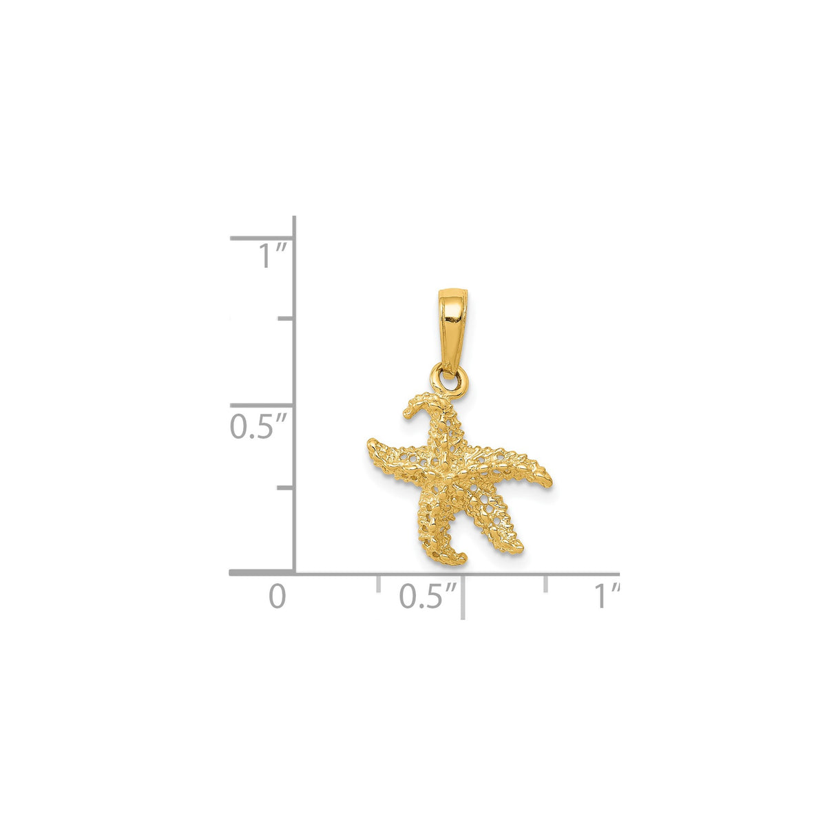 14k Yellow Gold Starfish Pendant with Textured Openwork Design, Nautical Coastal Theme