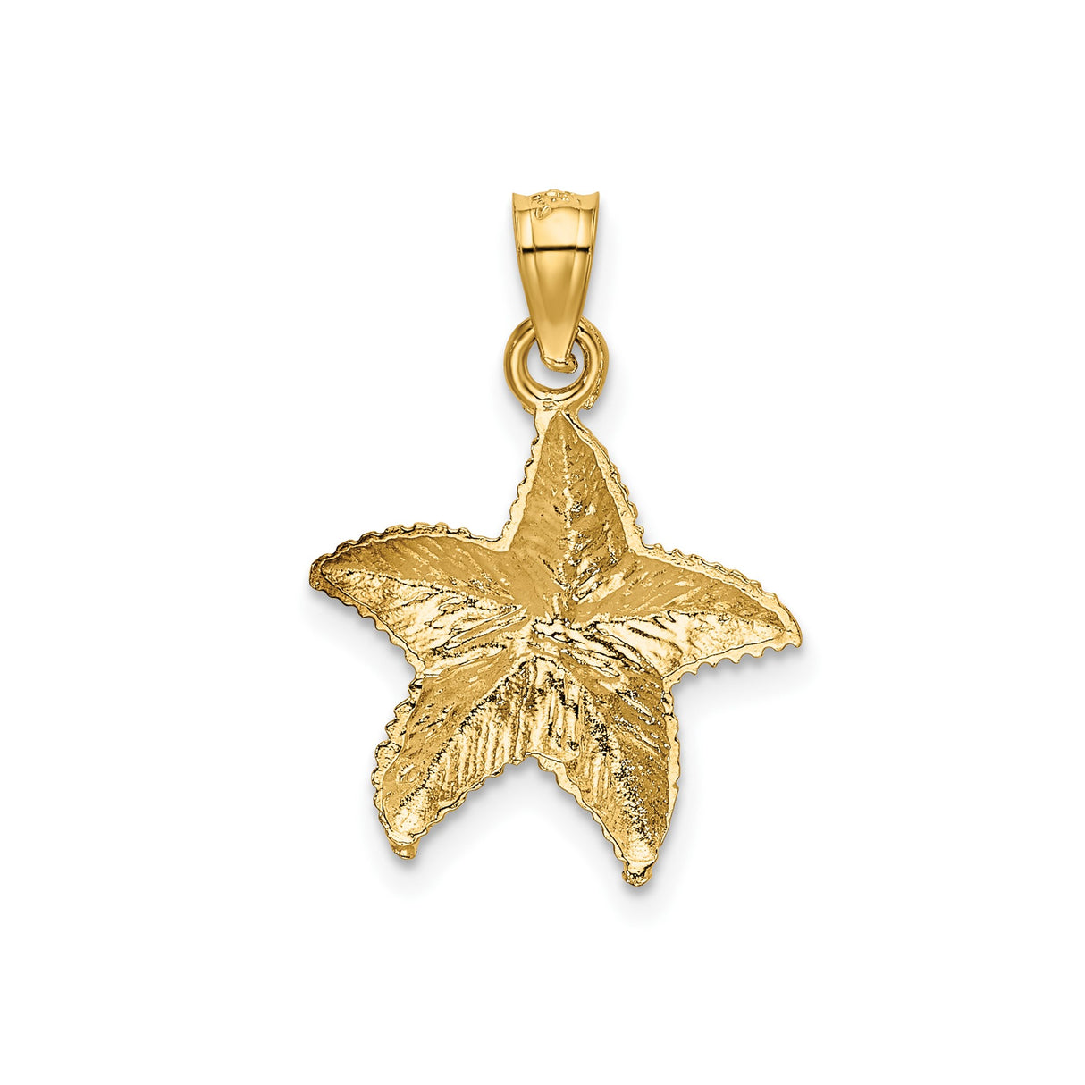 14k Yellow Gold Starfish Pendant, Textured Ocean-Inspired Nautical Charm for Women