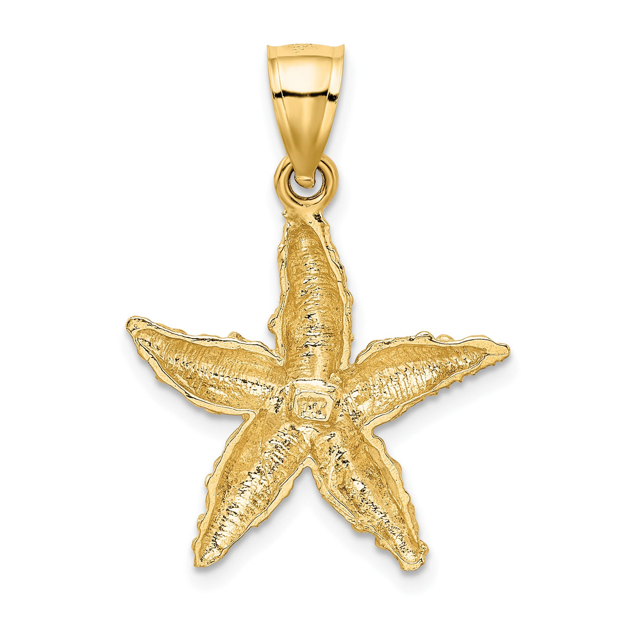 14k Yellow Gold Starfish Pendant, Textured Ocean Design, Nautical Marine Life Theme for Women