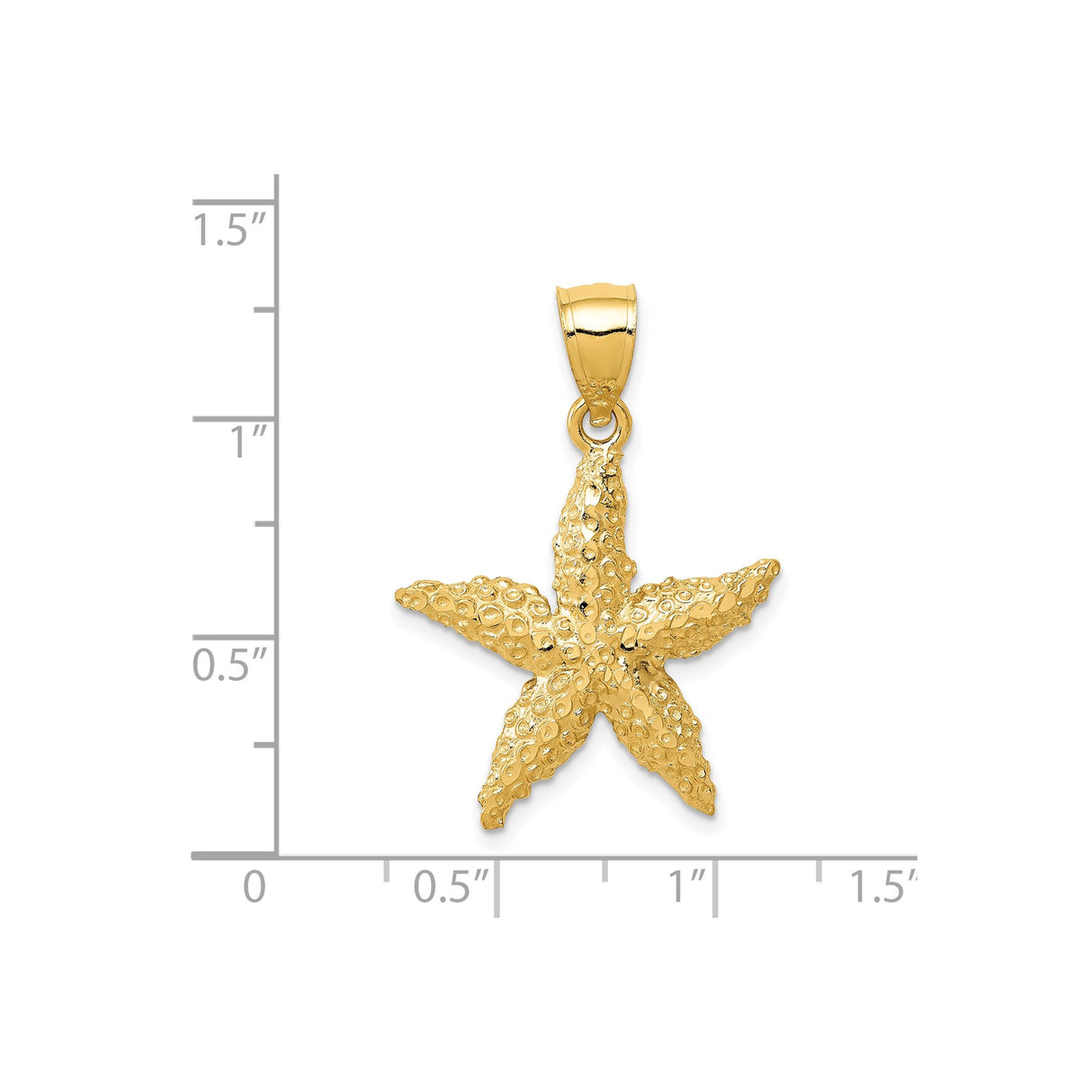 14k Yellow Gold Starfish Pendant, Textured Ocean Design, Nautical Marine Life Theme for Women
