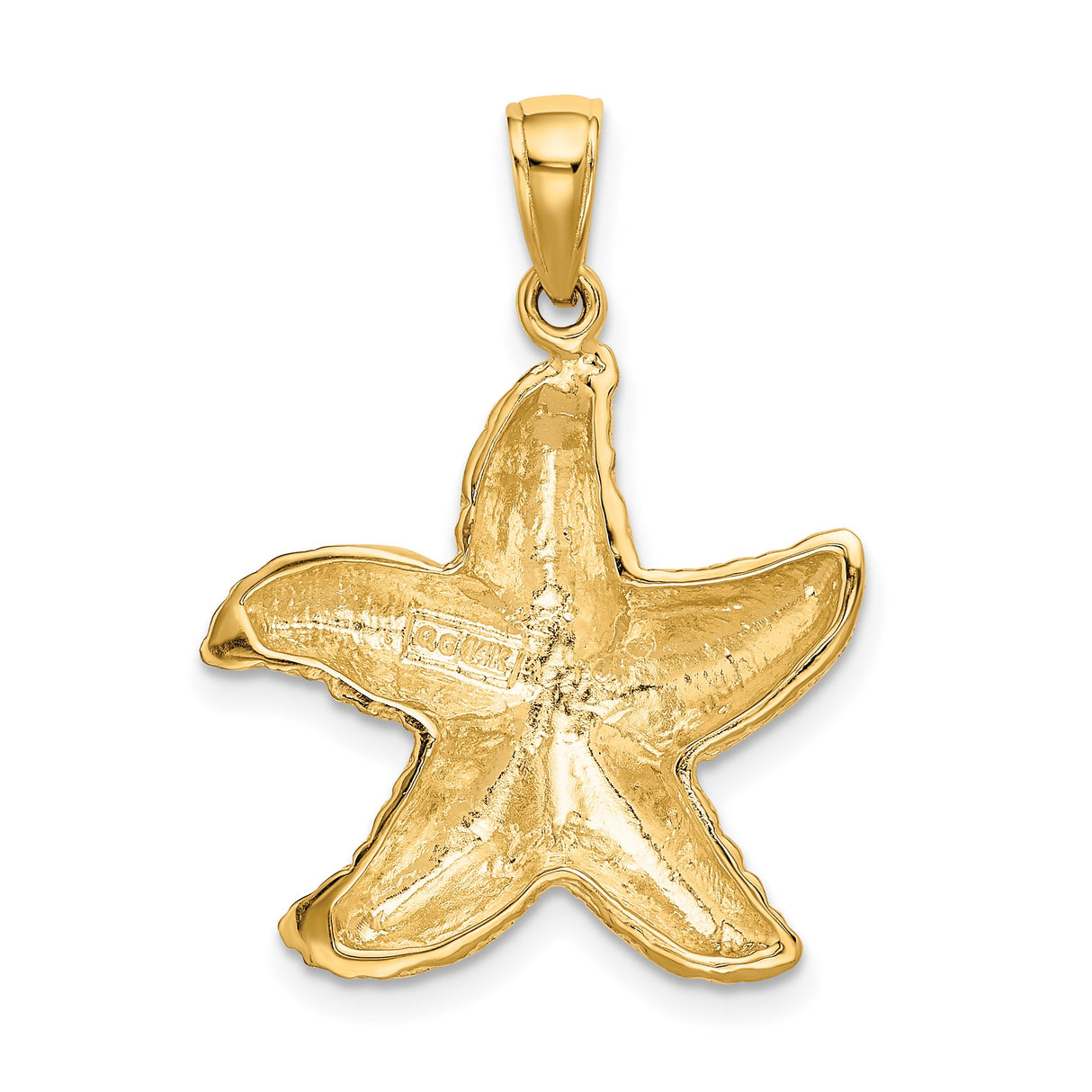 14k Yellow Gold Starfish Pendant with Textured Detailing, Nautical Ocean-Inspired Charm for Women