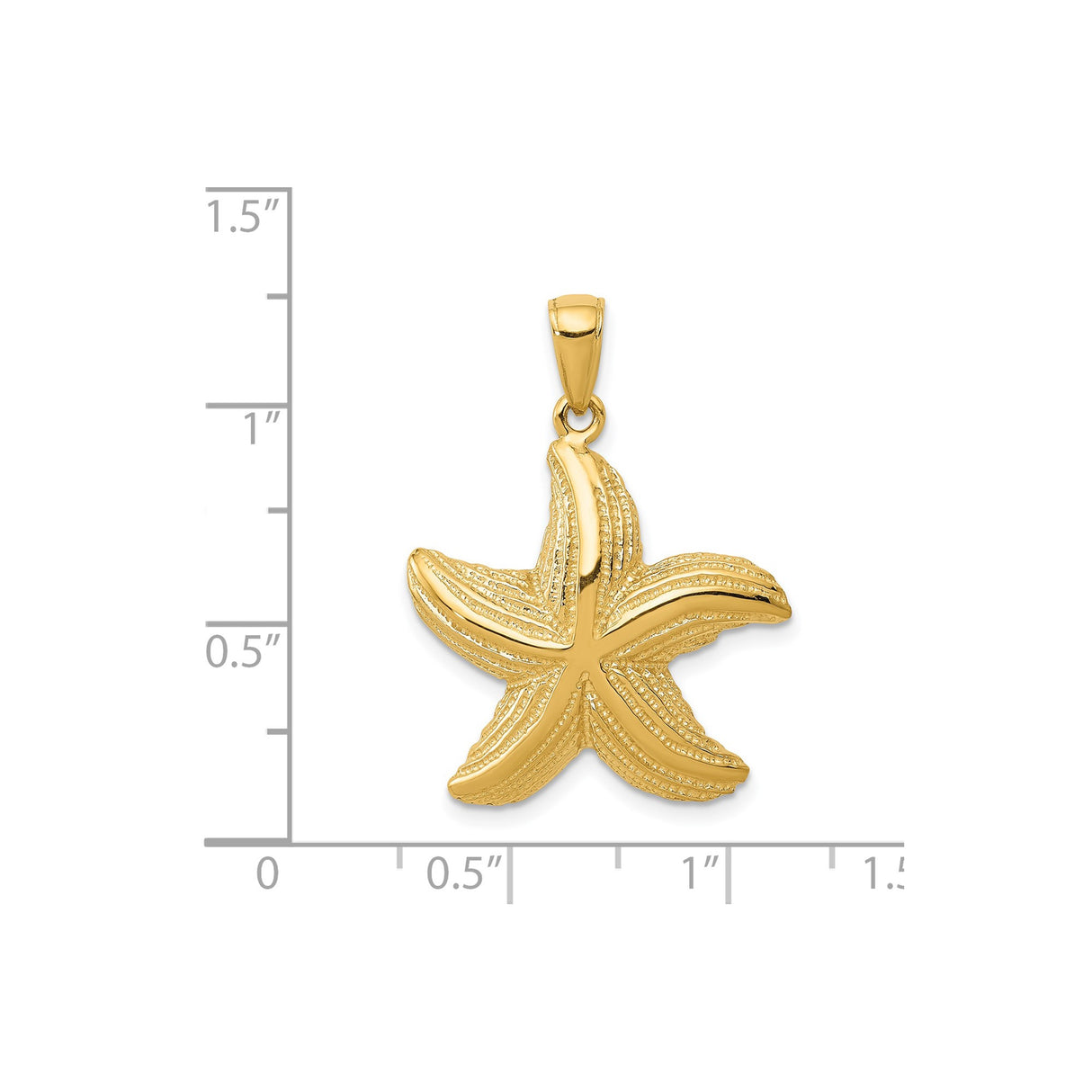 14k Yellow Gold Starfish Pendant with Textured Detailing, Nautical Ocean-Inspired Charm for Women