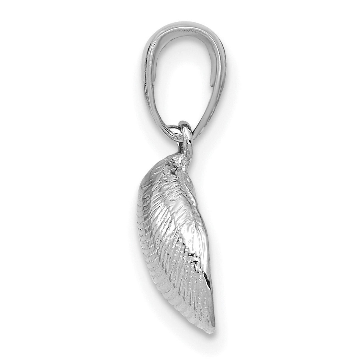 14k White Gold Seashell Pendant, Clam Shell Ocean Design, Coastal Nautical Jewelry for Women