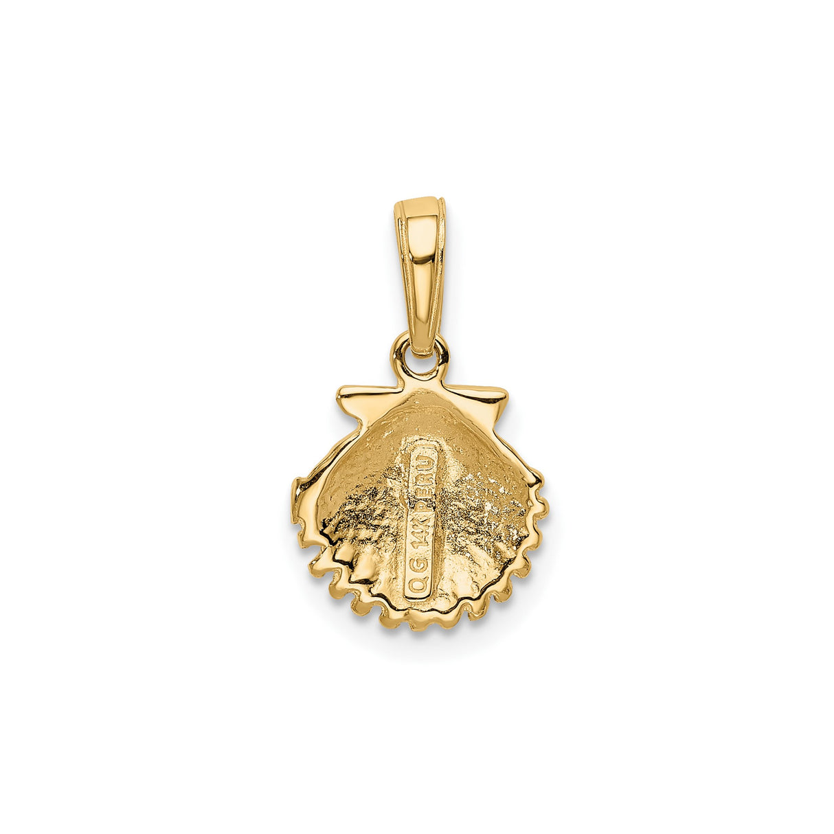14k Yellow Gold Scallop Shell Pendant, Camino de Santiago Symbol, Religious Travel Charm