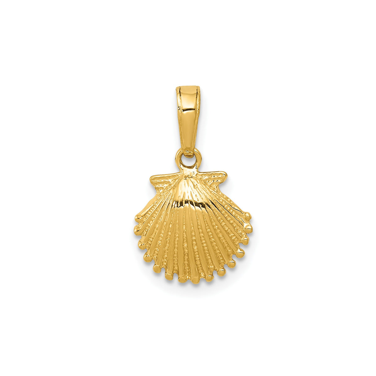 14k Yellow Gold Scallop Shell Pendant, Camino de Santiago Symbol, Religious Travel Charm