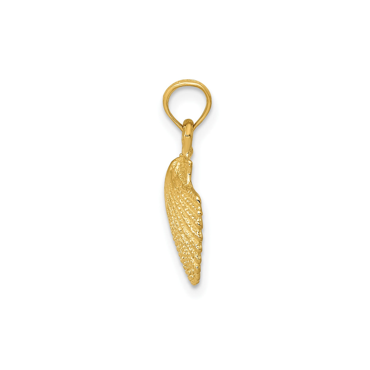 14k Yellow Gold Scallop Shell Pendant with Textured Detailing, Camino de Santiago Symbol for Women