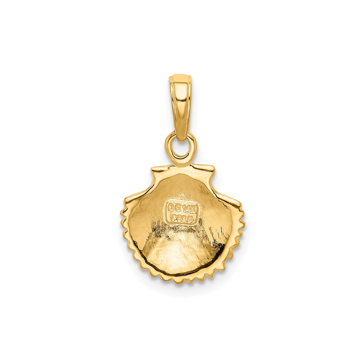 14k Yellow Gold Scallop Shell Pendant with Textured Detailing, Camino de Santiago Symbol for Women