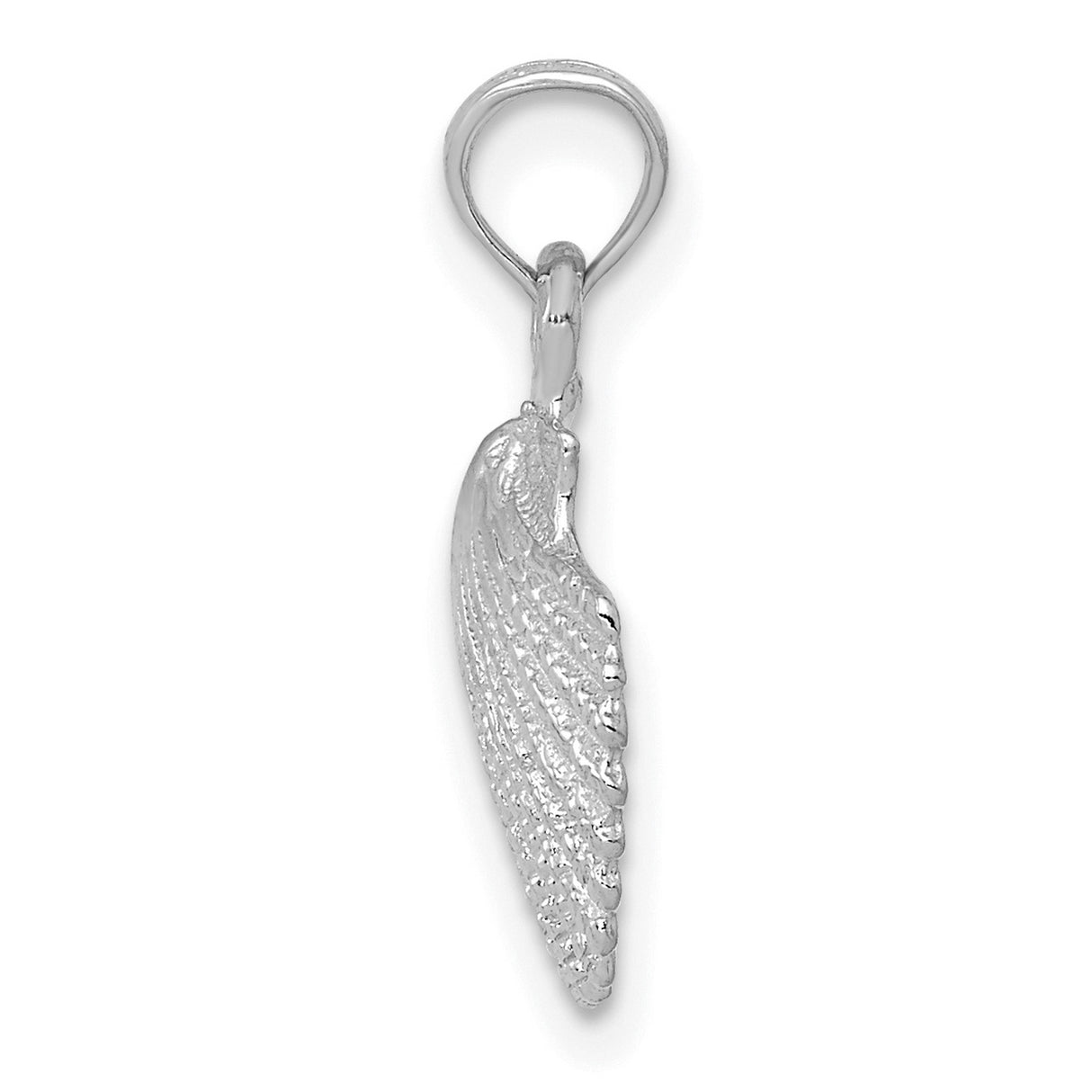 14k White Gold Scallop Shell Pendant, Spiritual Beach Charm for Women