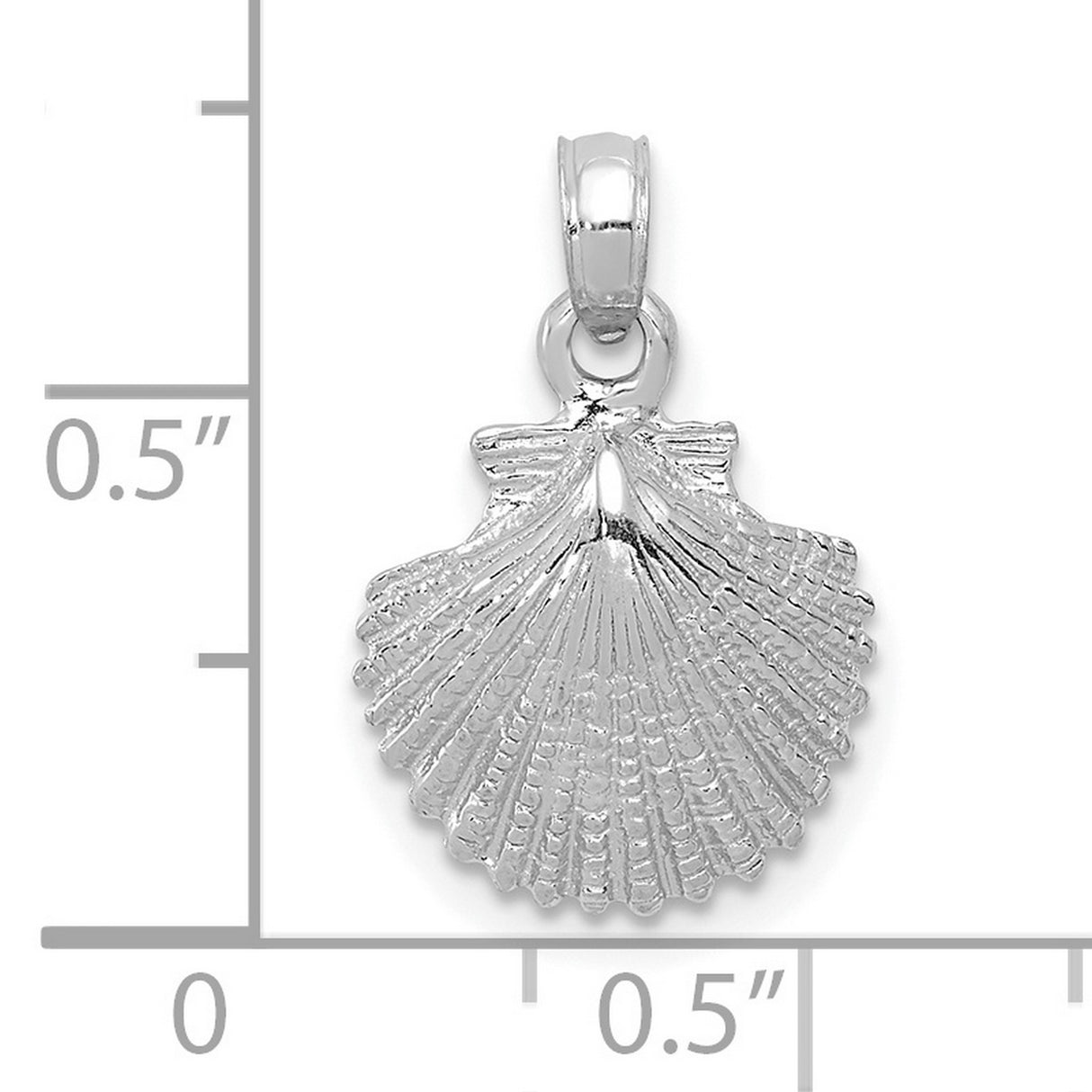 14k White Gold Scallop Shell Pendant, Spiritual Beach Charm for Women