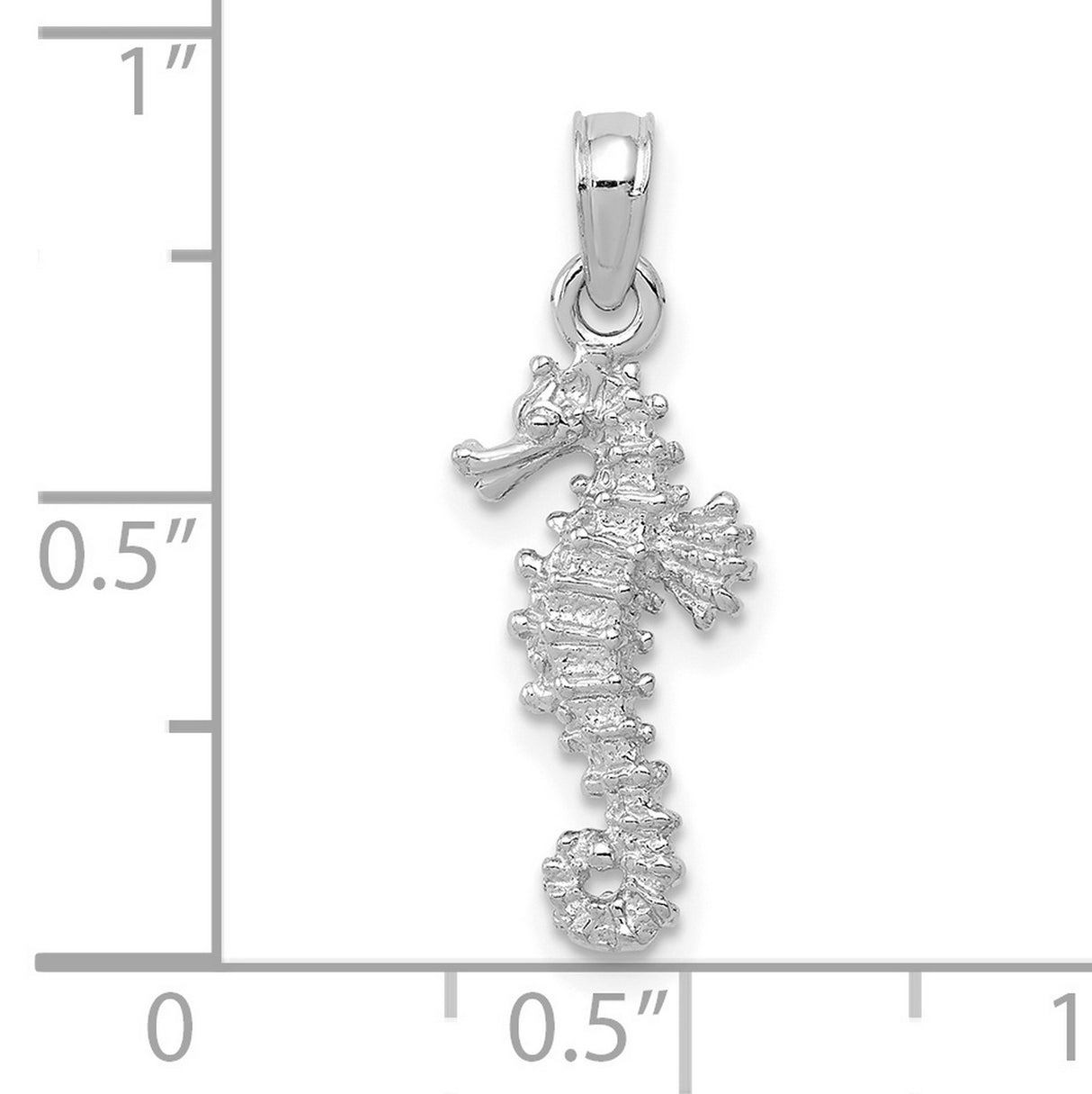 14k White Gold Seahorse Pendant, Nautical Ocean Animal Charm for Women