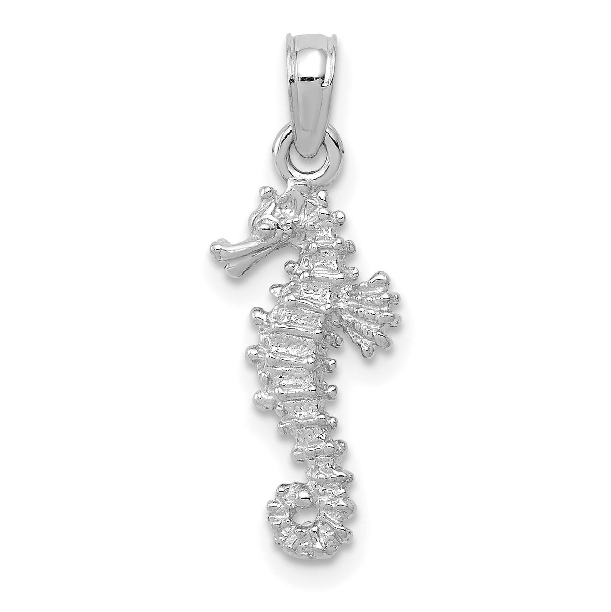 14k White Gold Seahorse Pendant, Nautical Ocean Animal Charm for Women