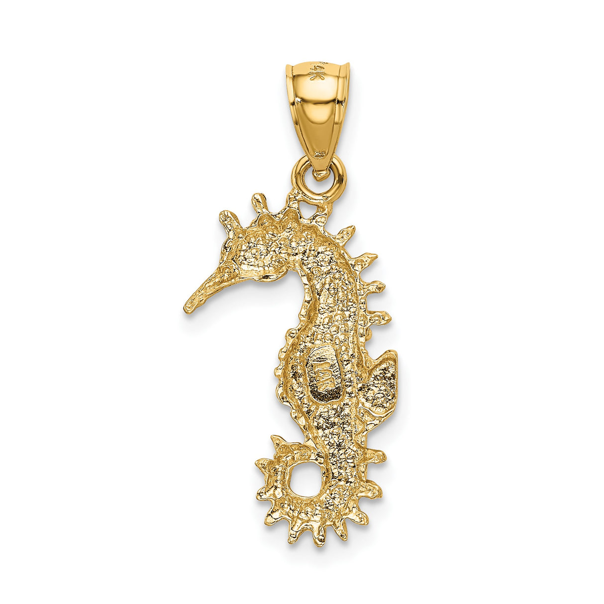 14k Yellow Gold Seahorse Pendant, Detailed Ocean Charm with Nautical Marine Life Design