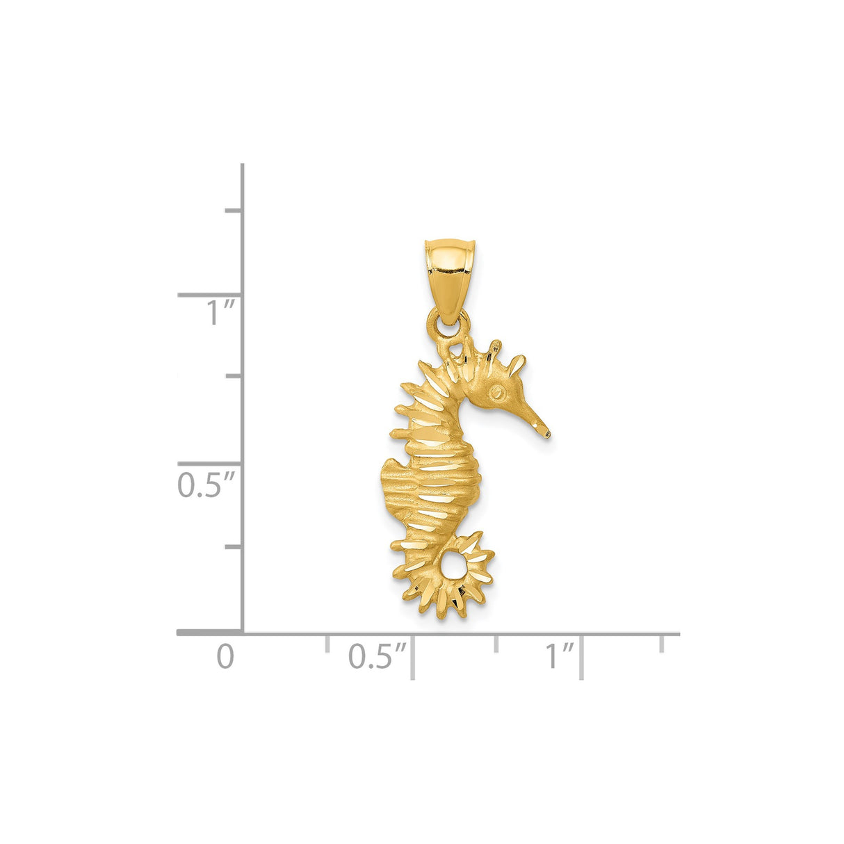 14k Yellow Gold Seahorse Pendant, Detailed Ocean Charm with Nautical Marine Life Design