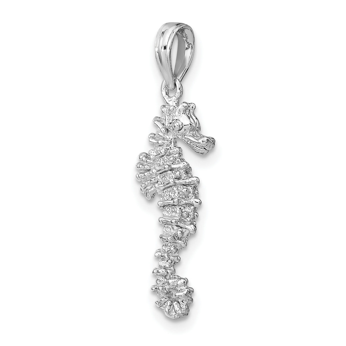 14k White Gold Seahorse Pendant, Nautical Marine Life Charm for Women