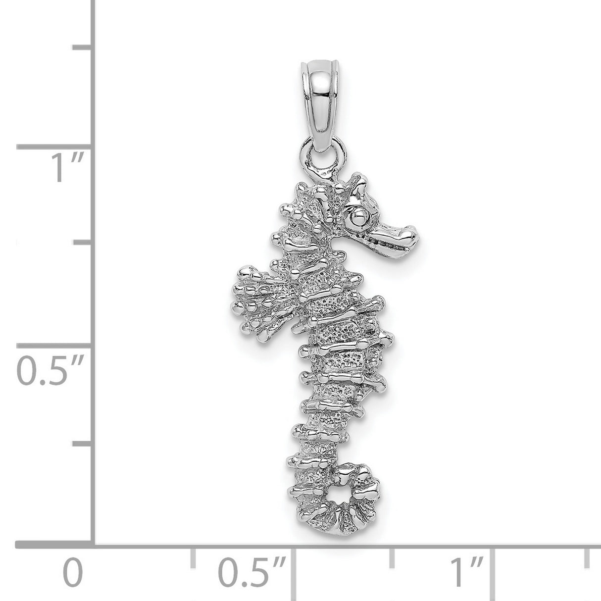 14k White Gold Seahorse Pendant, Nautical Marine Life Charm for Women