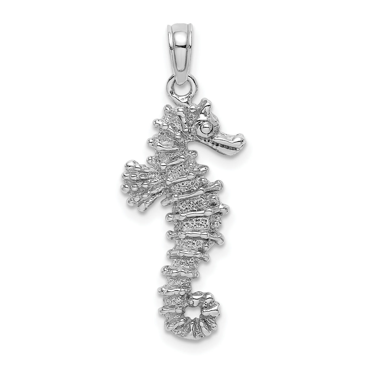 14k White Gold Seahorse Pendant, Nautical Marine Life Charm for Women