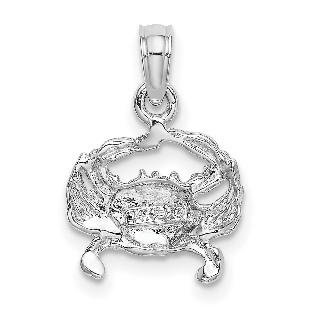 14k White Gold Crab Pendant with Detailed Nautical Zodiac Design for Cancer Sign
