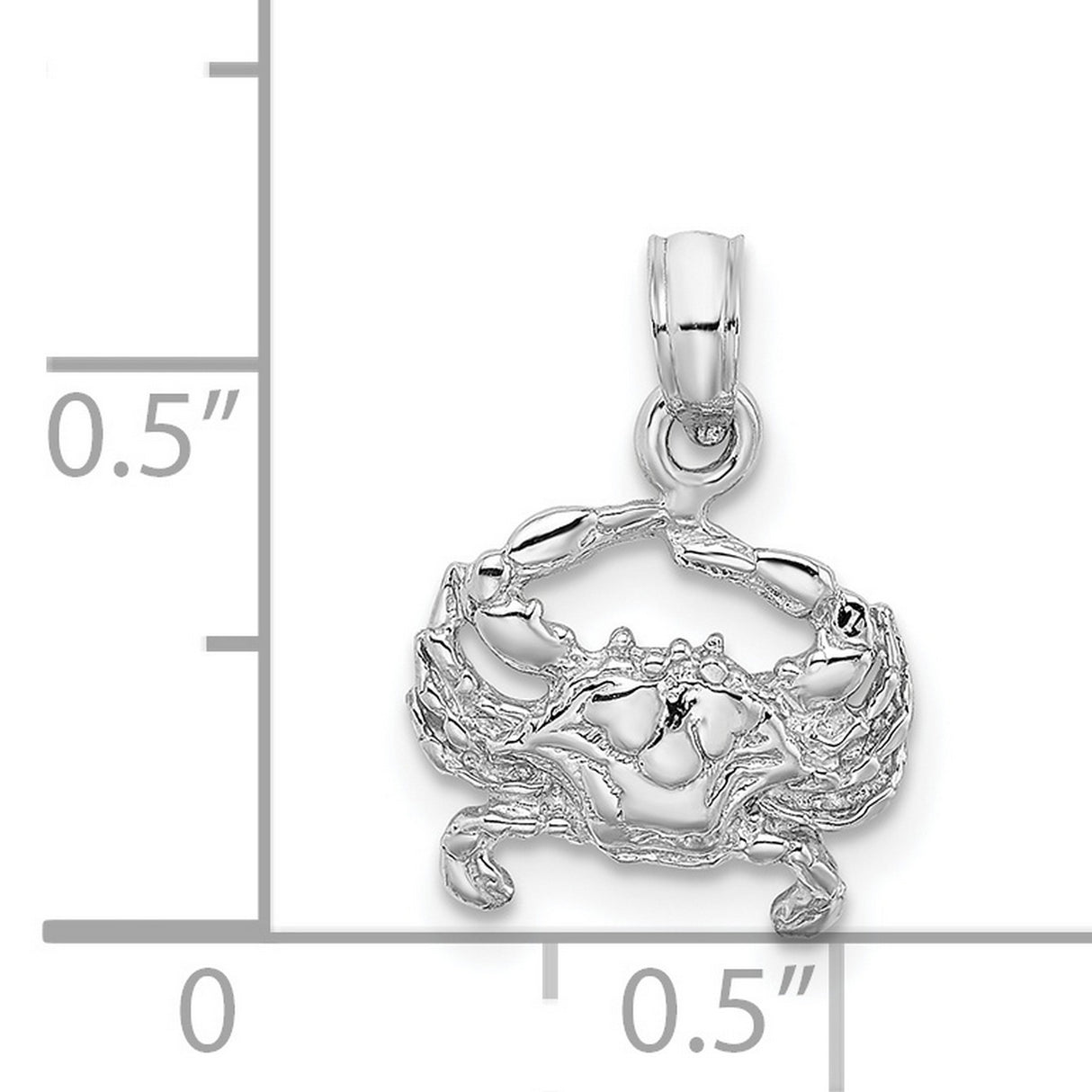 14k White Gold Crab Pendant with Detailed Nautical Zodiac Design for Cancer Sign