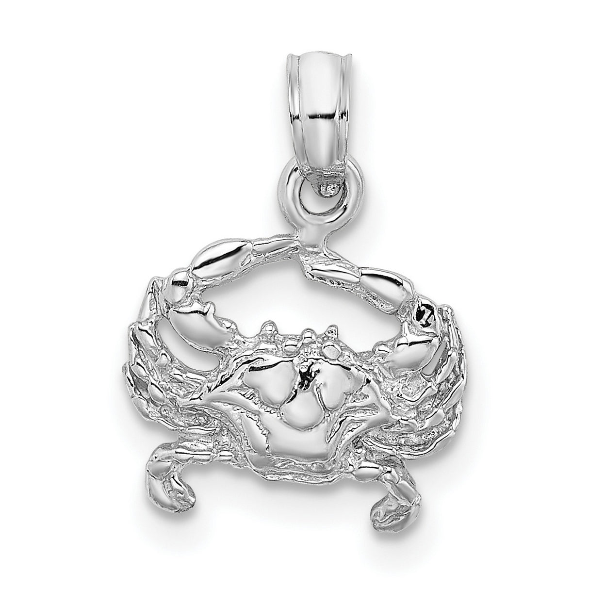 14k White Gold Crab Pendant with Detailed Nautical Zodiac Design for Cancer Sign