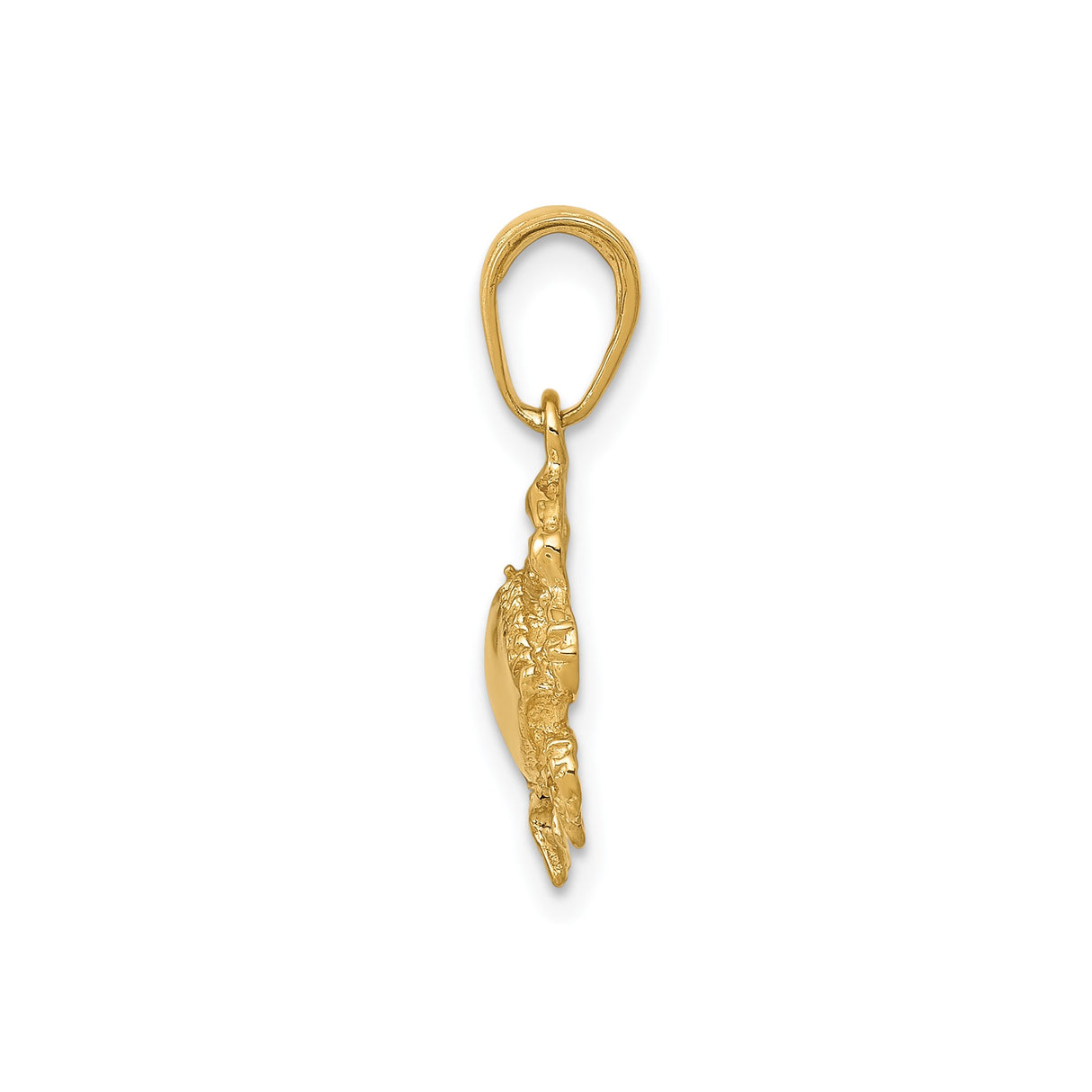 14k Yellow Gold Crab Pendant with Detailed Claws and Legs, Zodiac Cancer Symbol