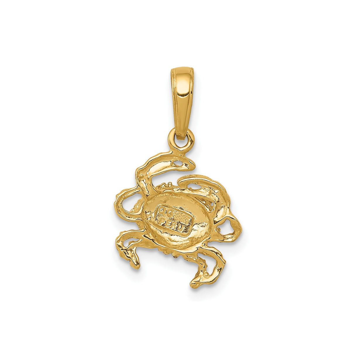 14k Yellow Gold Crab Pendant with Detailed Claws and Legs, Zodiac Cancer Symbol