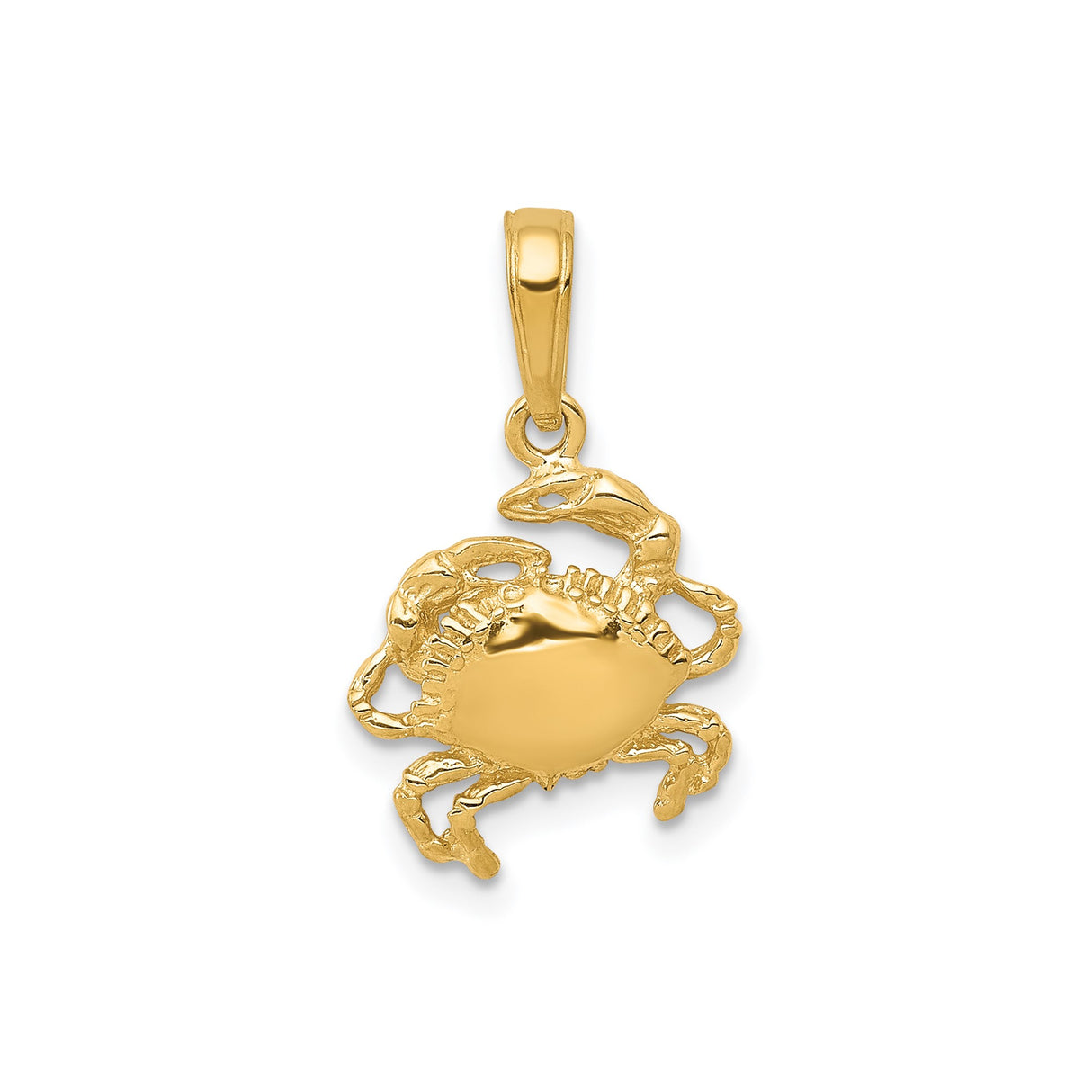 14k Yellow Gold Crab Pendant with Detailed Claws and Legs, Zodiac Cancer Symbol
