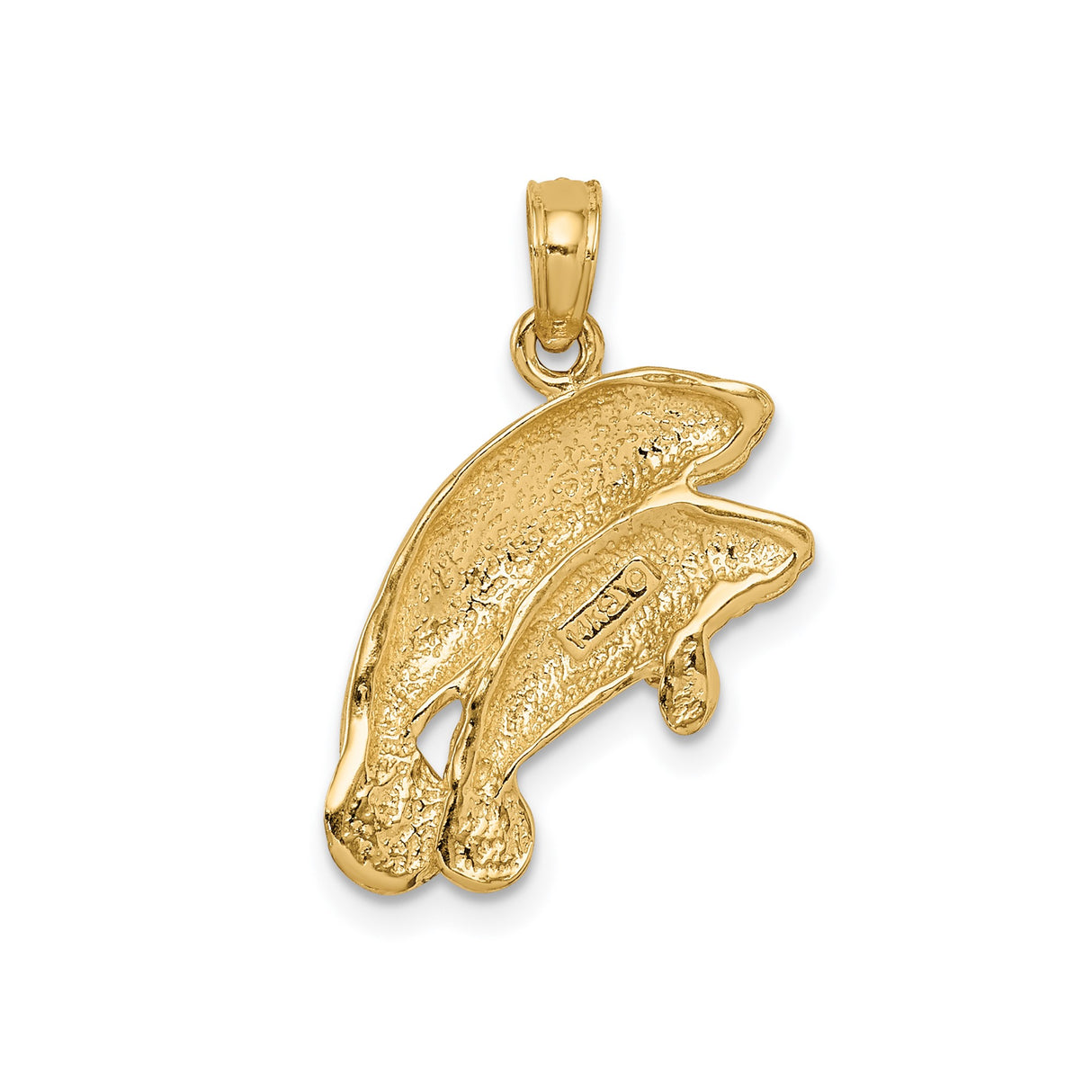 14k Yellow Gold Manatee Pendant with Mother and Calf, Ocean-Inspired Nautical Charm