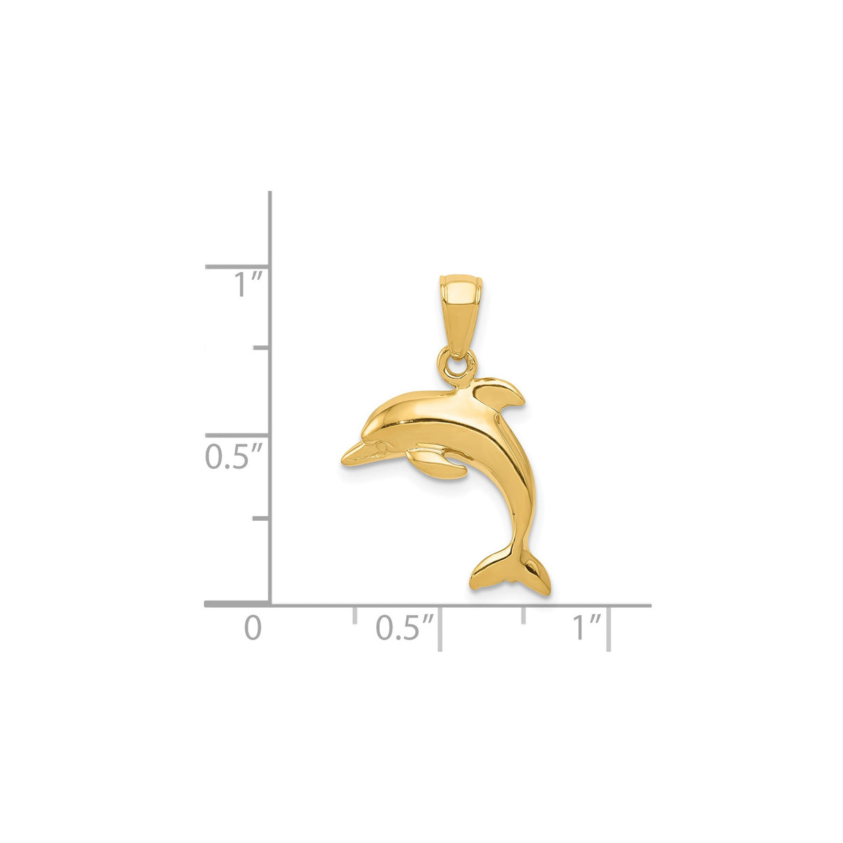 14k Yellow Gold Dolphin Pendant, Sleek Polished Ocean Animal Design, Nautical Theme Charm