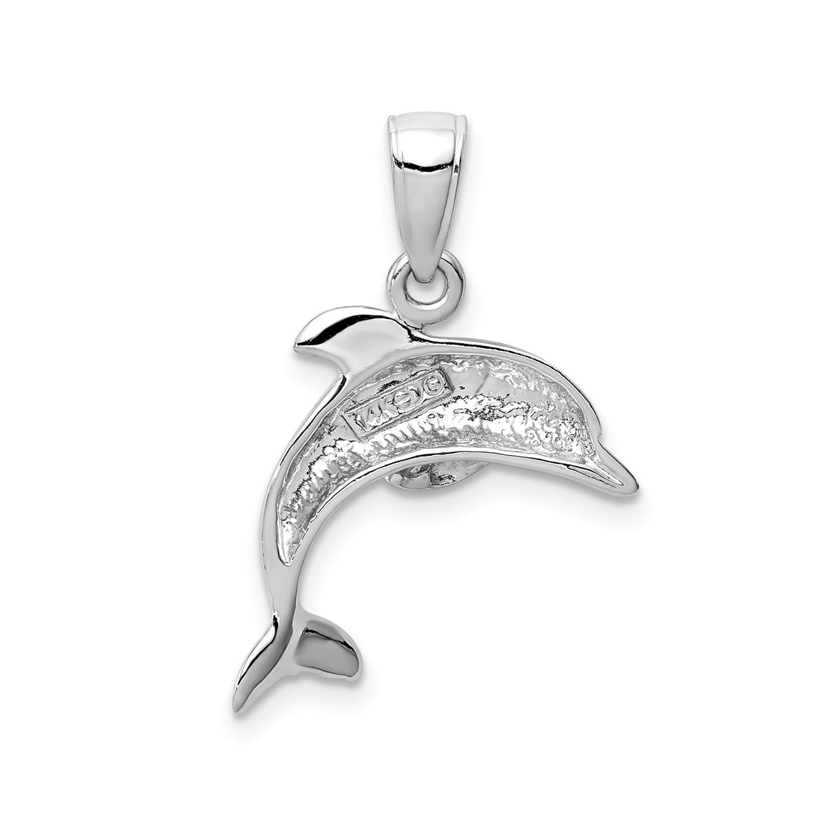 14k White Gold Dolphin Pendant, Jumping Dolphin Charm, Nautical Ocean Theme Jewelry for Women