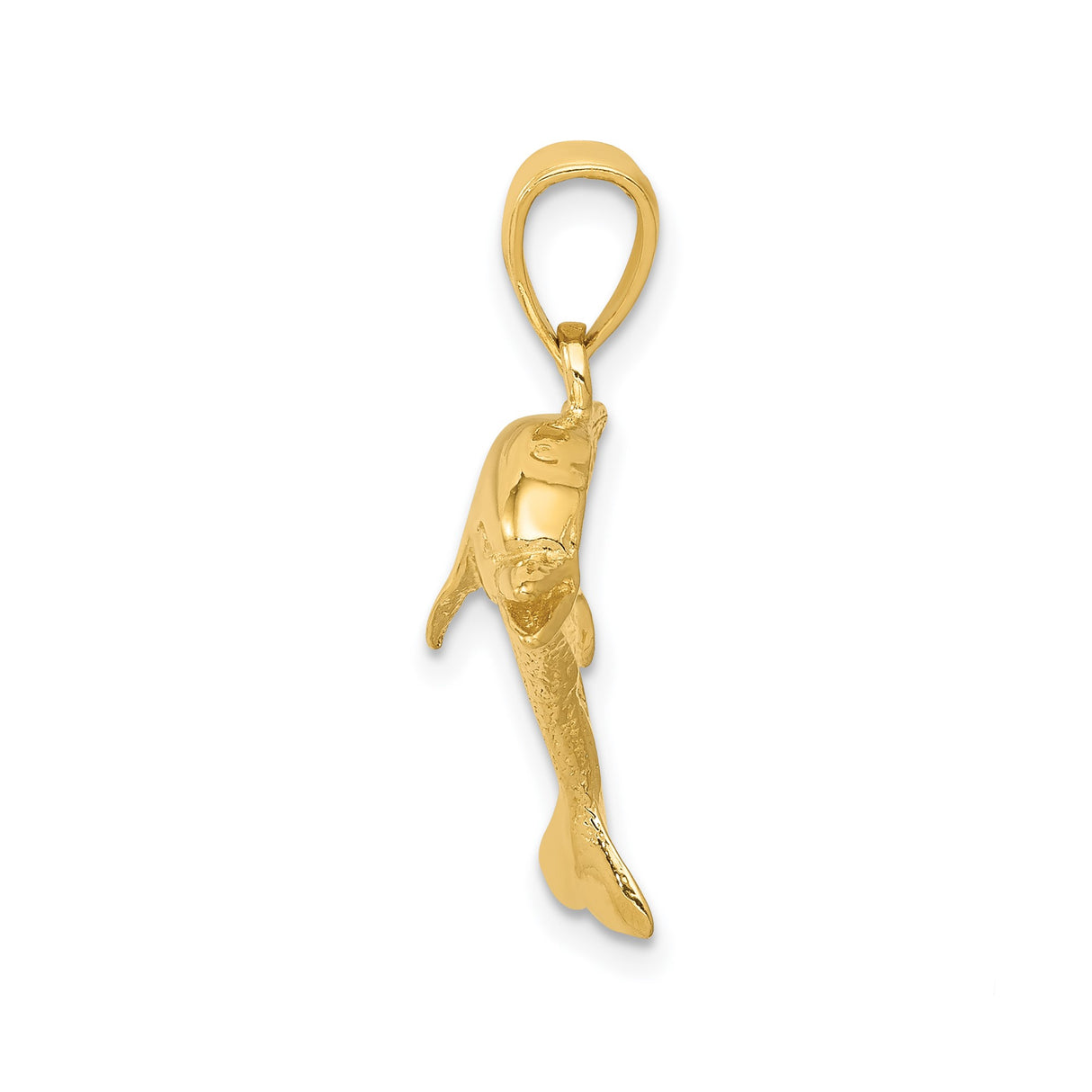 14k Yellow Gold Dolphin Pendant, Jumping Ocean Theme Charm, Marine Life Jewelry for Women or Unisex