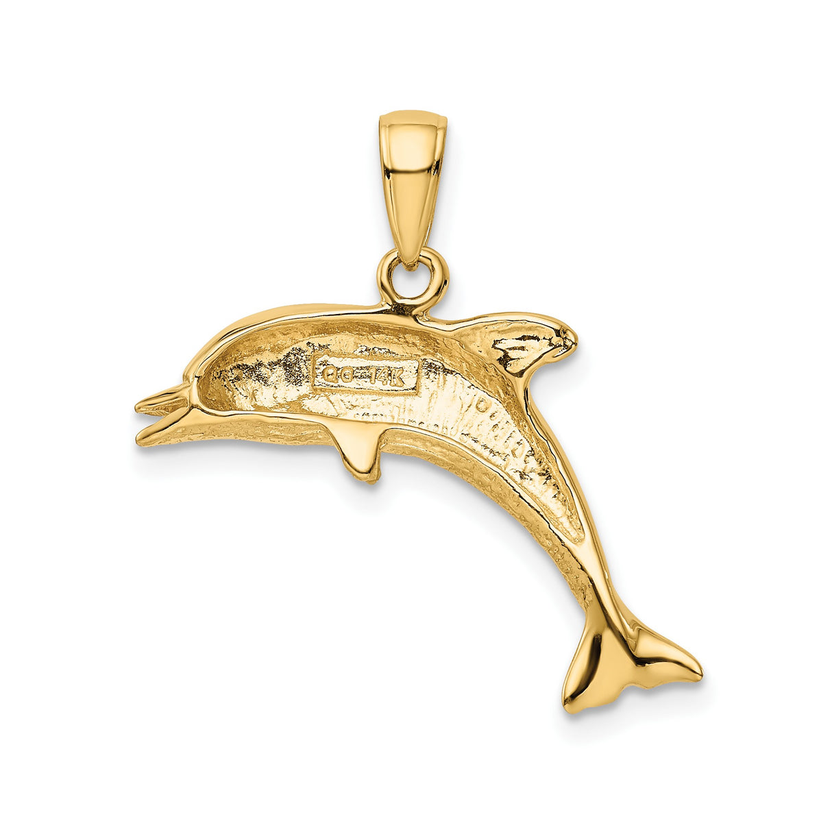 14k Yellow Gold Dolphin Pendant, Jumping Ocean Theme Charm, Marine Life Jewelry for Women or Unisex