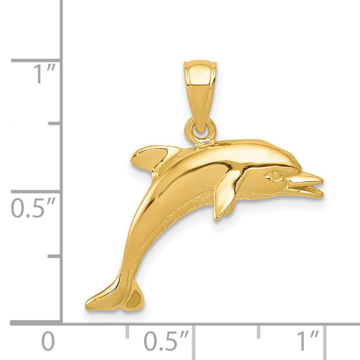 14k Yellow Gold Dolphin Pendant, Jumping Ocean Theme Charm, Marine Life Jewelry for Women or Unisex