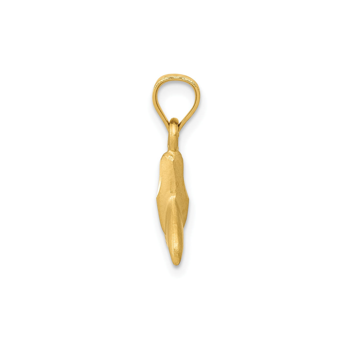 14k Yellow Gold Whale Tail Pendant, Polished Matte Finish, Nautical Ocean Theme