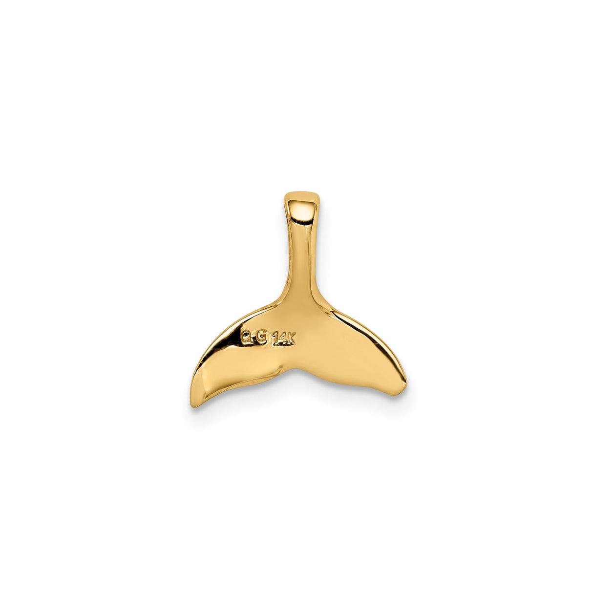 14k Yellow Gold Whale Tail Pendant, Minimalist Nautical Marine Life Design for Women
