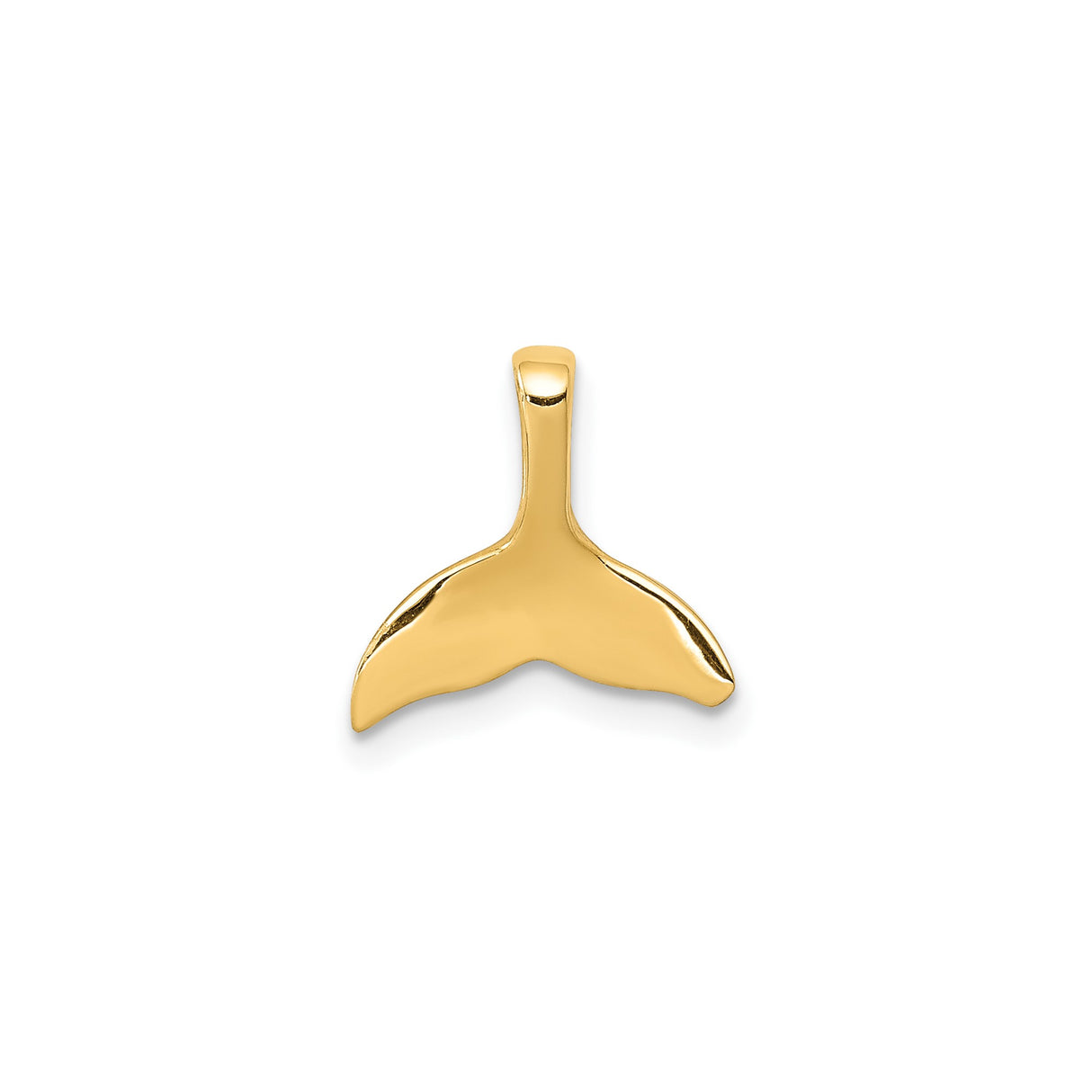 14k Yellow Gold Whale Tail Pendant, Minimalist Nautical Marine Life Design for Women